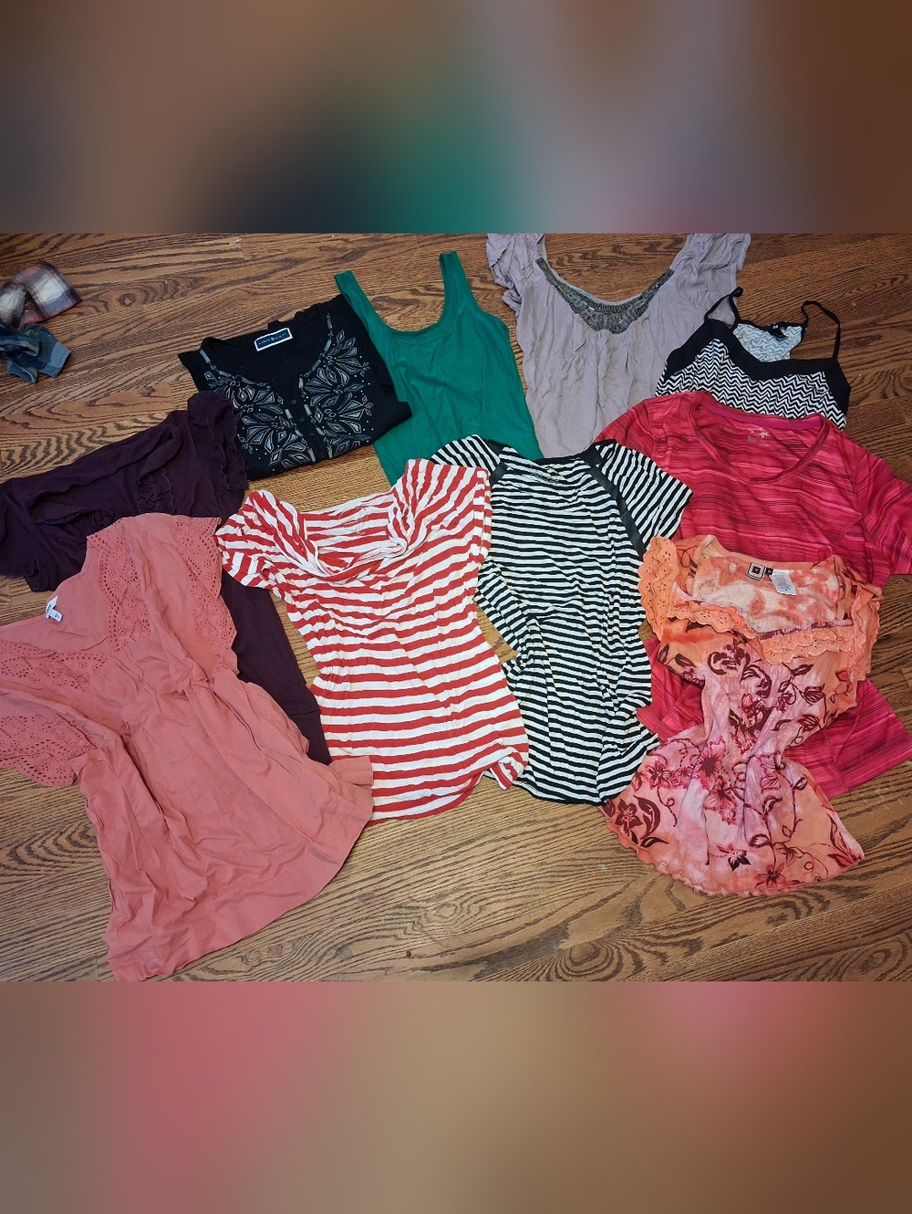H&M Mixed Short Sleeve Tops — Red, Pink, Green, Black, White, Coral